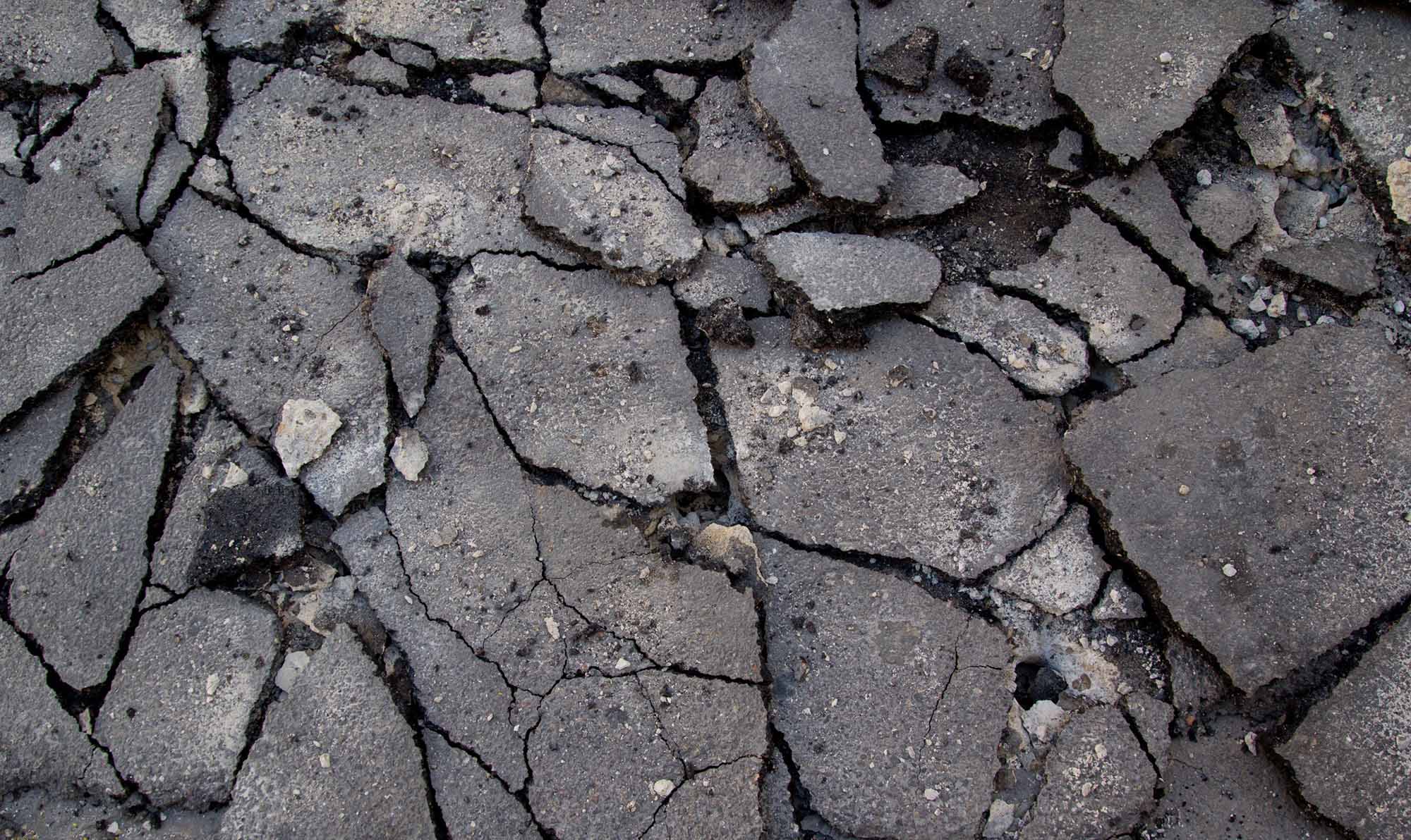 Close up view of broken up concrete